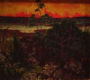 konrad magi Landscape with red cloud Spain oil painting artist